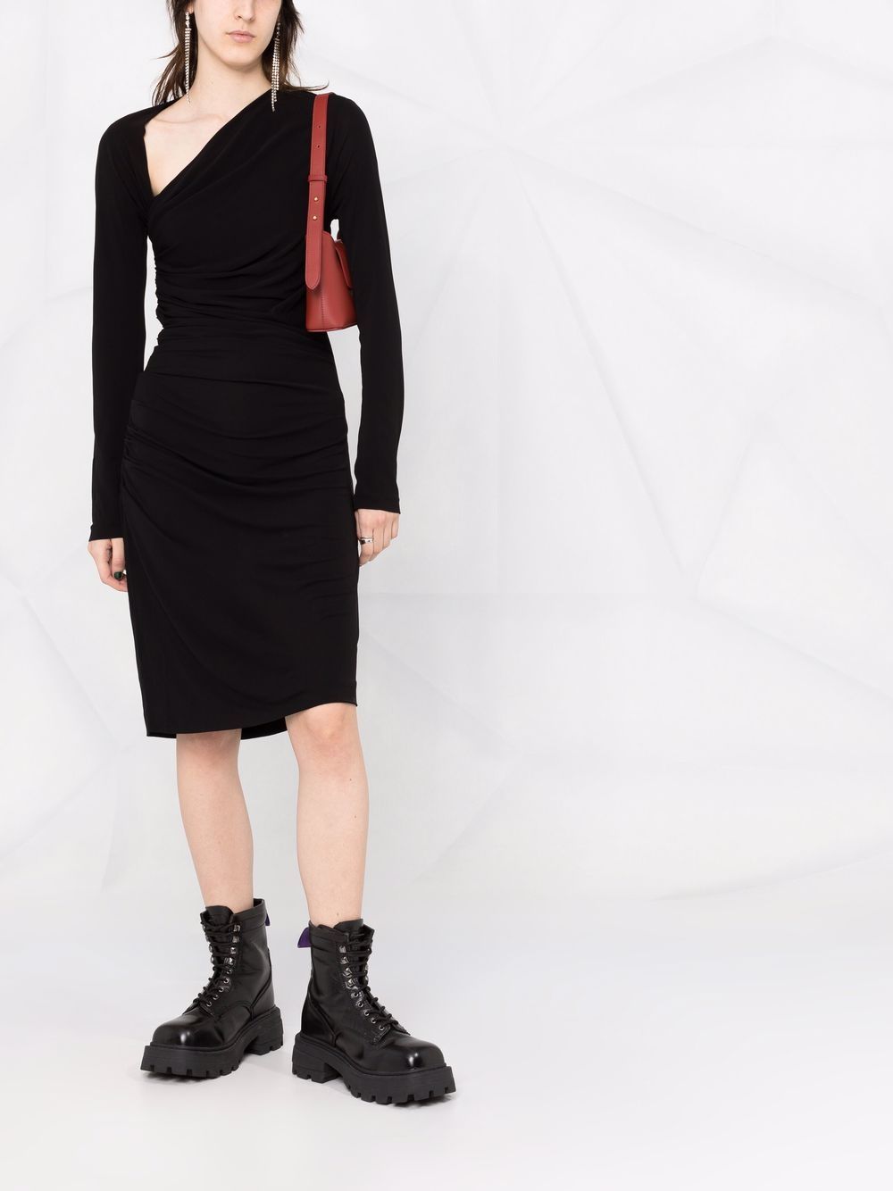 Image 2 of Dsquared2 asymmetric-neck ruched dress