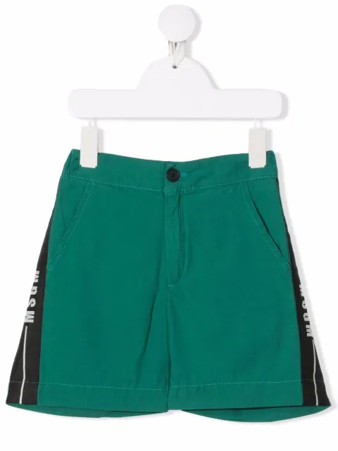 MSGM Kids logo-tape elasticated shorts