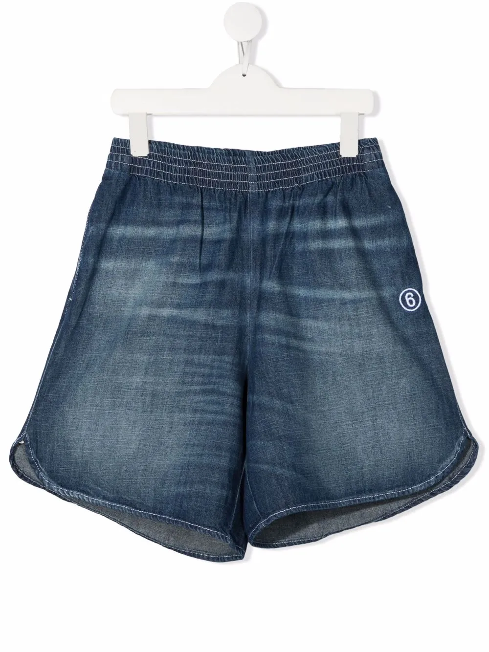 

MM6 Maison Margiela Kids shorts de mezclilla con logo bordado - Azul