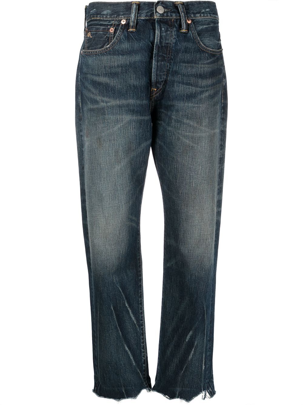 Ralph Lauren Rrl Cropped Straight-leg Jeans In Blau