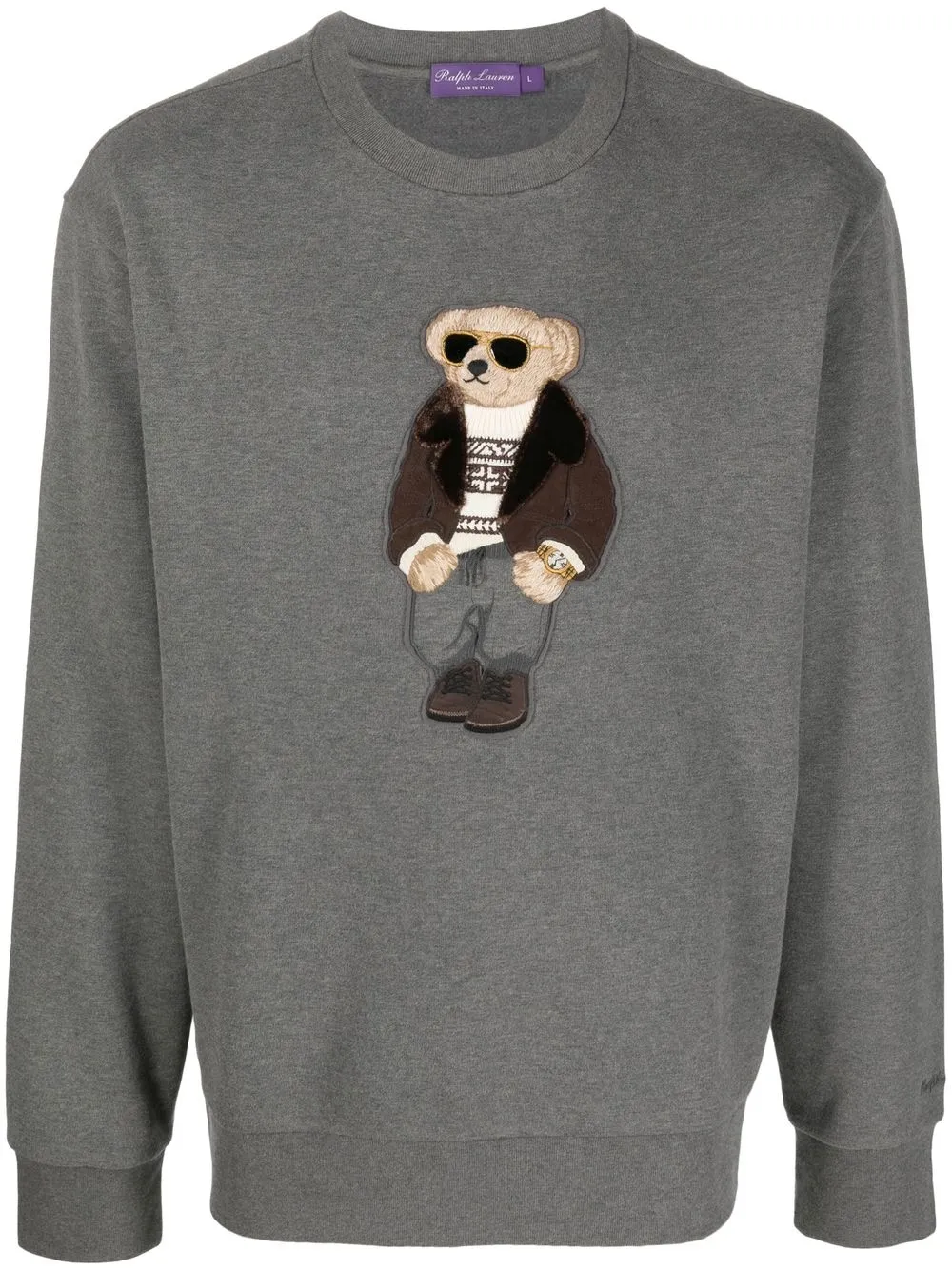 

Ralph Lauren Purple Label suéter tejido con motivo Polo Bear - Gris