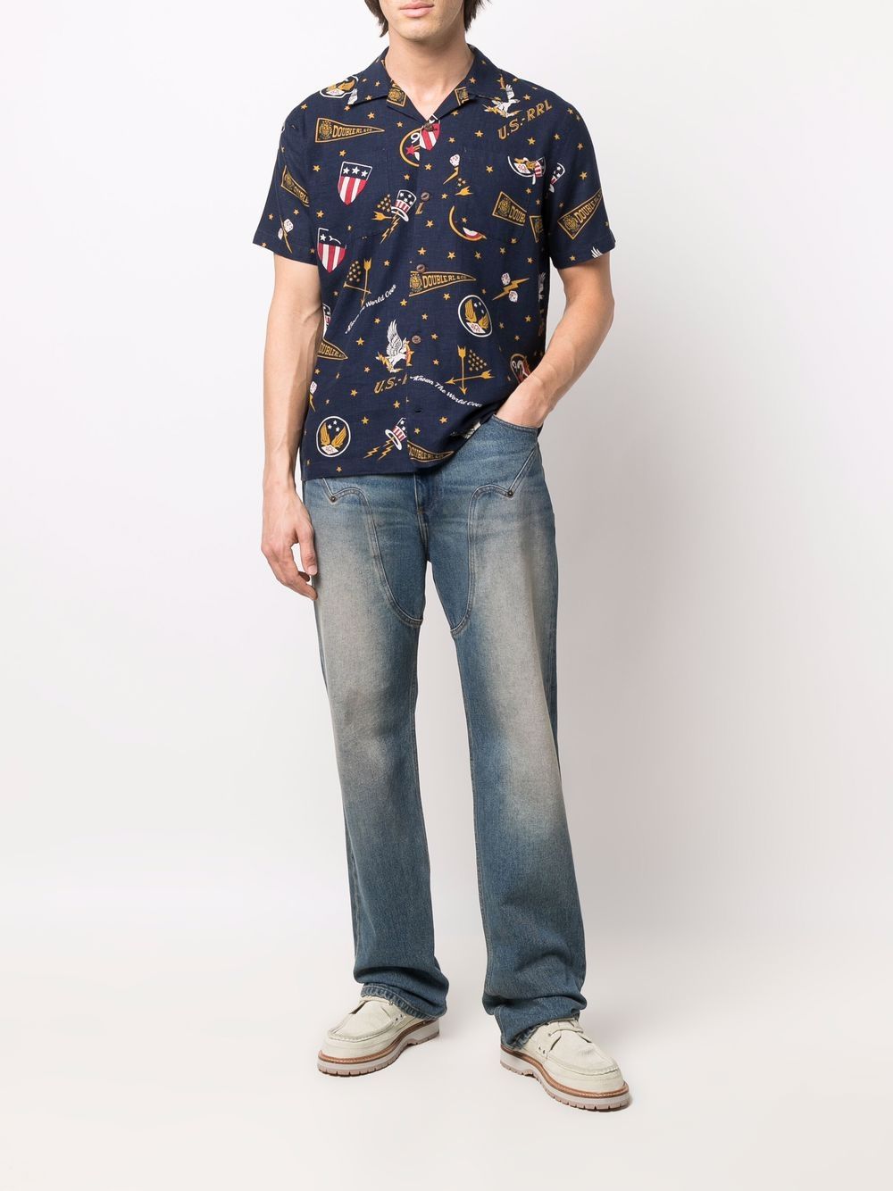 Ralph Lauren RRL Overhemd met logoprint - Blauw