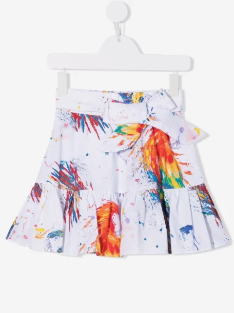 MSGM Kids ruffled paint-splatter skirt