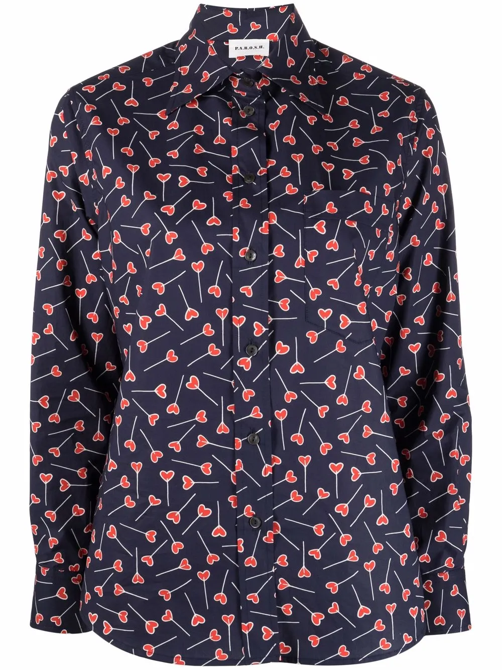 

P.A.R.O.S.H. heart-print cotton shirt - Blue