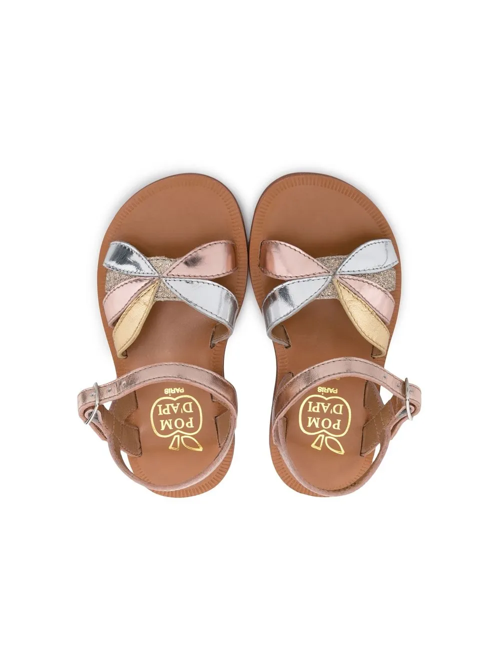 Pom D'api Metallic-effect Buckled Sandals In Neutrals
