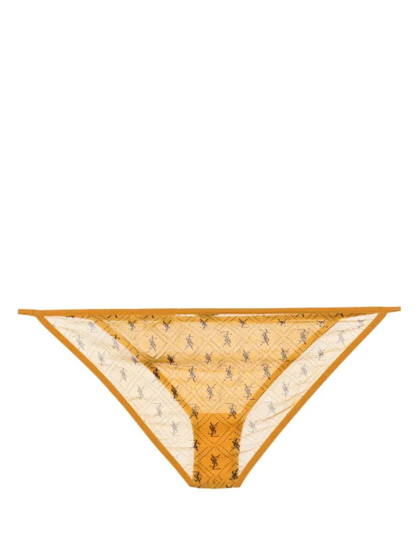 Saint Laurent logo-print Briefs | Yellow | FARFETCH