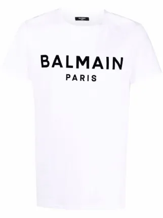 Balmain flocked-logo T-shirt - Farfetch