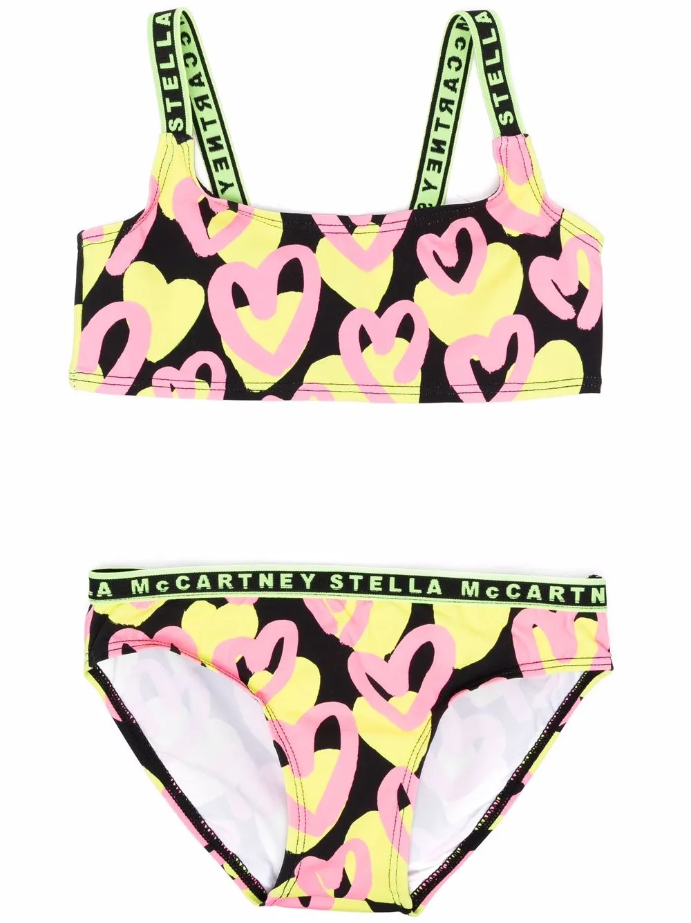 

Stella McCartney Kids bikini con estampado de corazones - Negro
