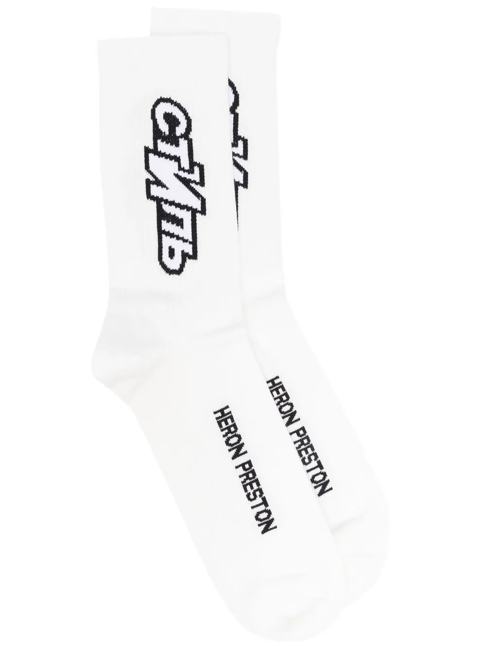 

Heron Preston logo-print cotton socks - White