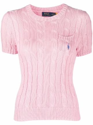 Shop Polo Ralph Lauren cable-knit short-sleeve cotton jumper with Express  Delivery - FARFETCH