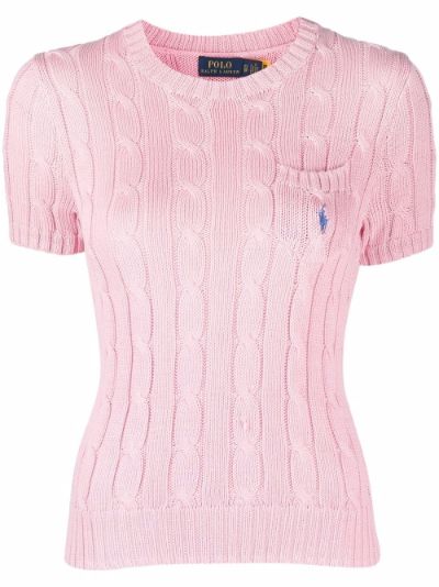 polo ralph lauren pink cable knit jumper