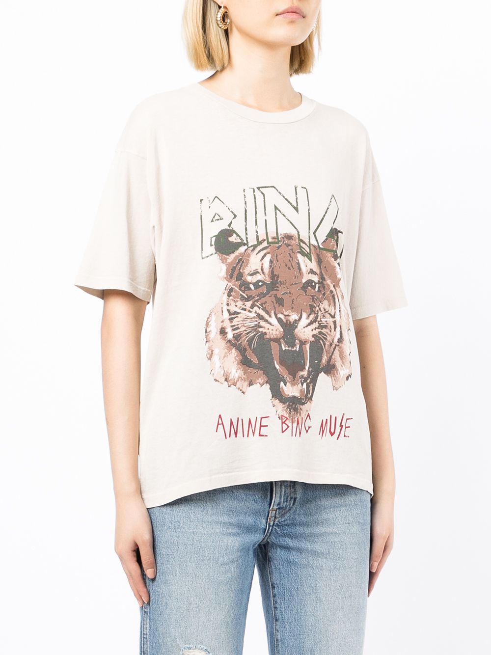фото Anine bing футболка из органического хлопка с принтом tiger
