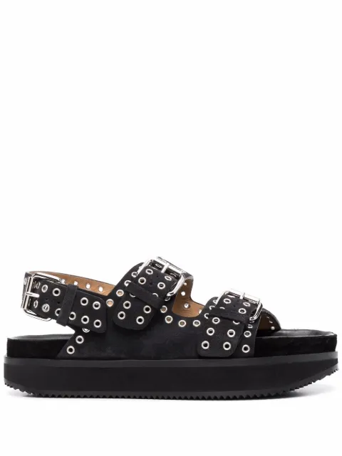 Isabel Marant black Ophie leather sandals for women | SD075122P006S at Farfetch.com