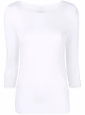 Majestic Filatures cropped-sleeve boat-neck top - White