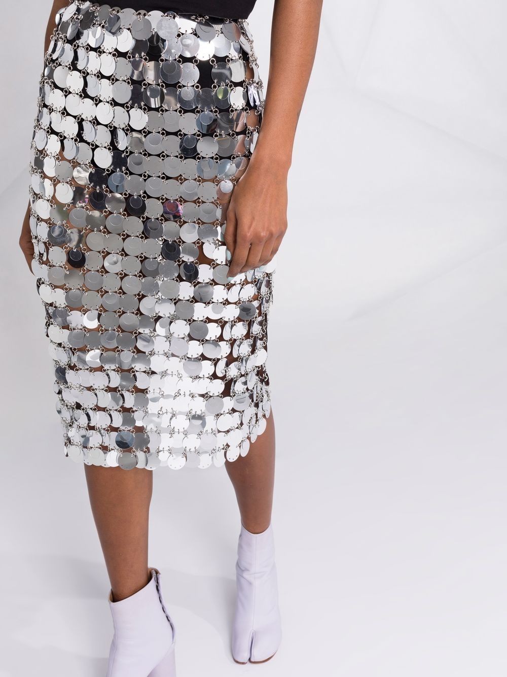 Rabanne mirror-effect sequin midi skirt Women