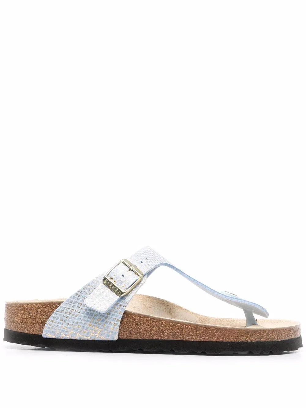 Birkenstock Python-effect Gizeh T-bar Sandals In Blue | ModeSens