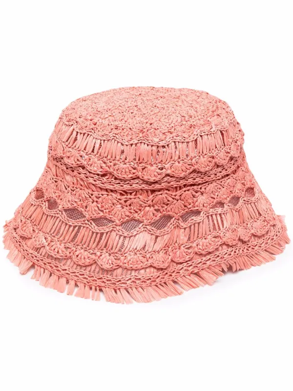 ZIMMERMANN Crochet Raffia Bucket Hat 