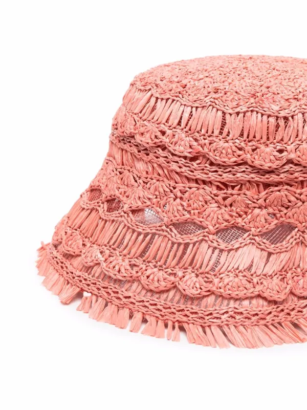 ZIMMERMANN Crochet Raffia Bucket Hat 