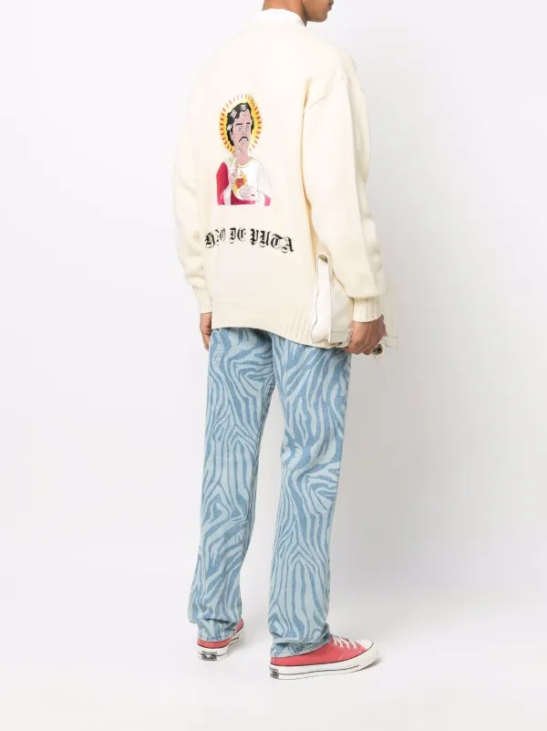 WACKO MARIA embroidered-denim Knit Cardigan - Farfetch