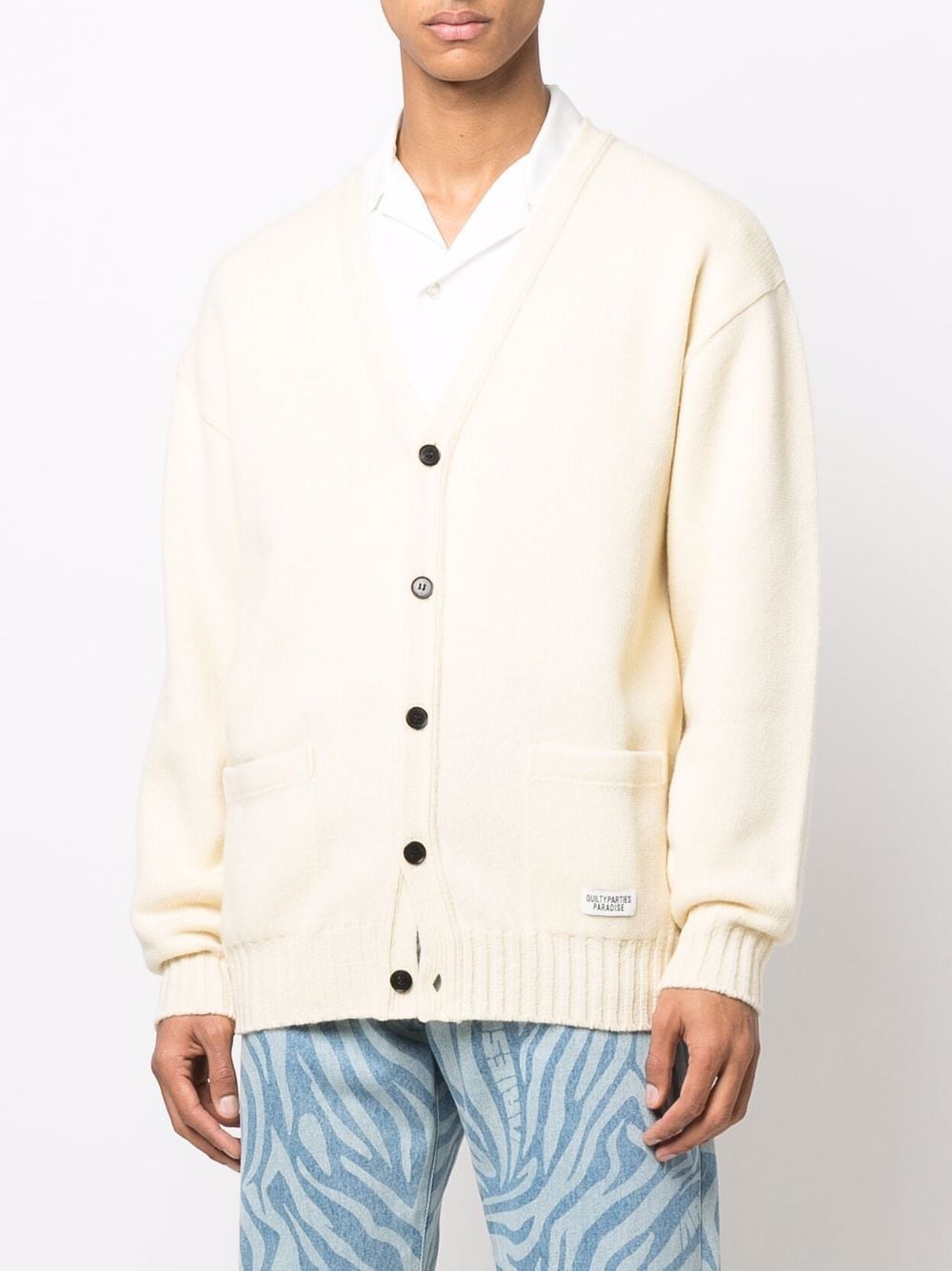 WACKO MARIA embroidered-denim Knit Cardigan - Farfetch