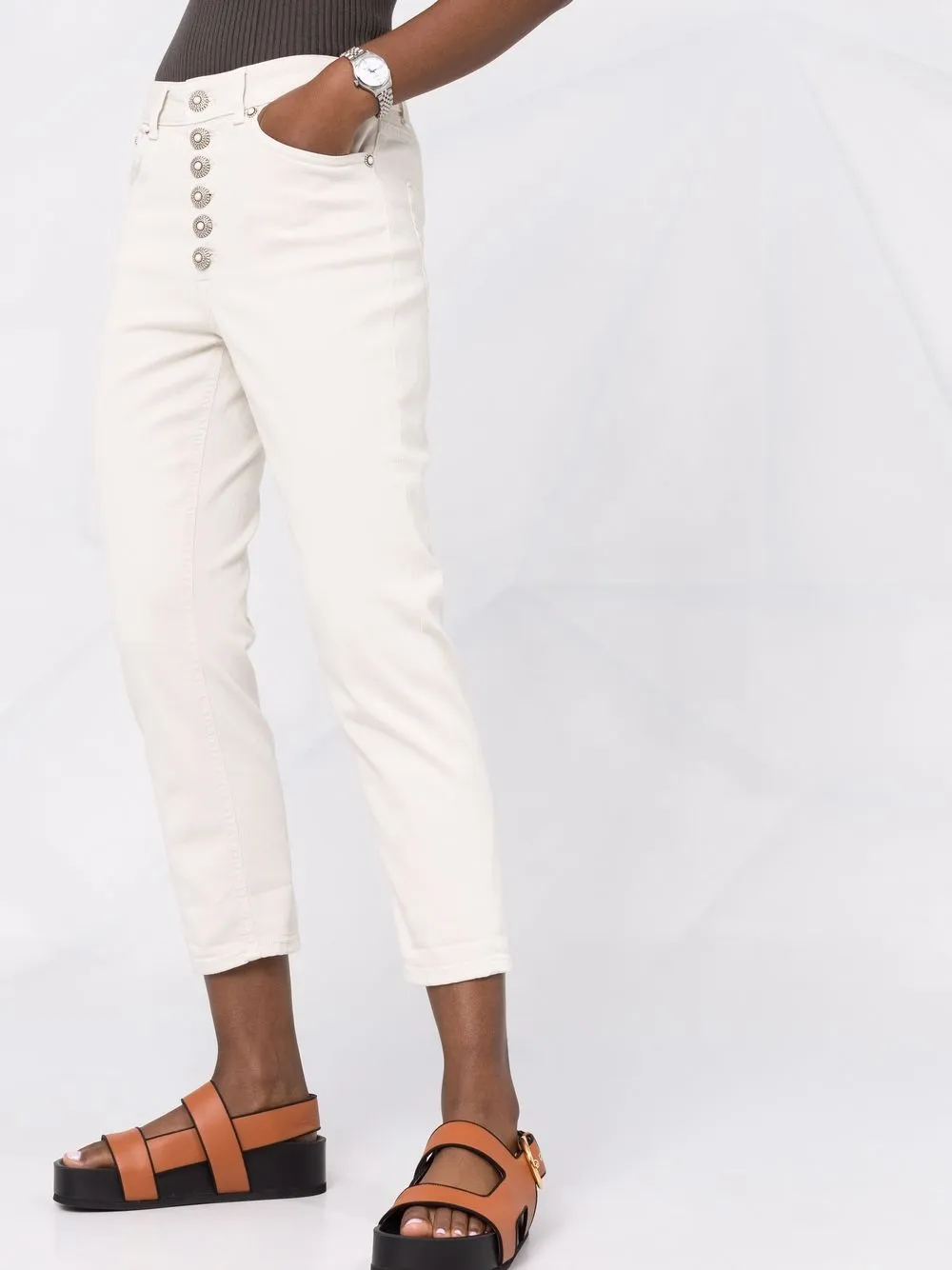  Dondup Koons Cropped Button-fly Trousers - Neutrals 