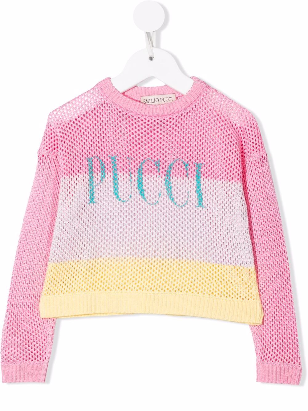 

PUCCI Junior suéter de tejido flojo con capucha - Rosado