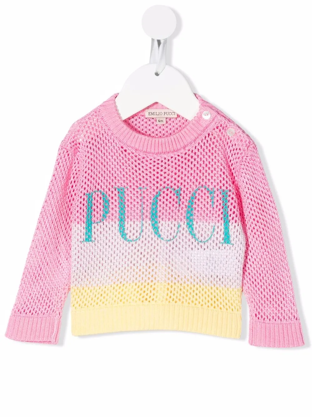 

PUCCI Junior logo-print open-knit jumper - Pink