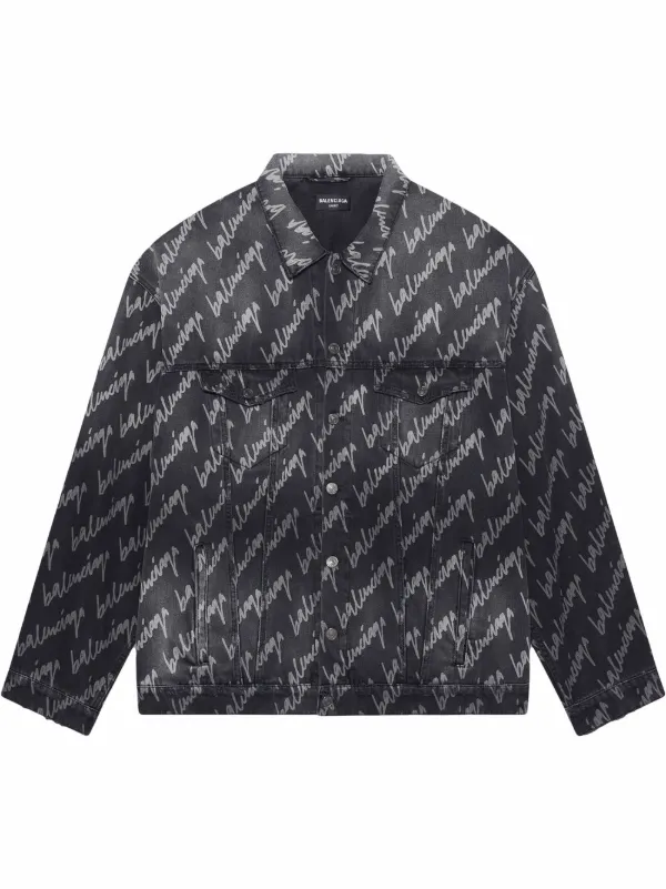 Balenciaga graffiti-print Oversized Denim Jacket - Farfetch