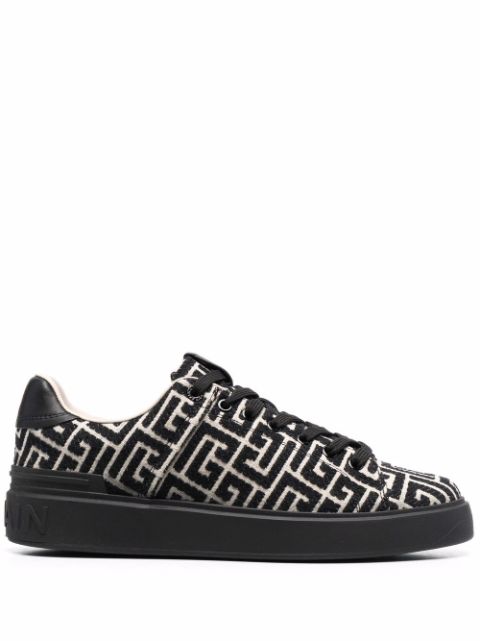 Shop Balmain Monogram Jacquard B-Court Sneakers With Express Delivery ...