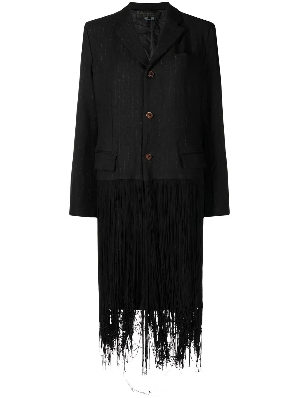 

Comme Des Garçons Comme Des Garçons fringed-hem single-breasted coat - Black