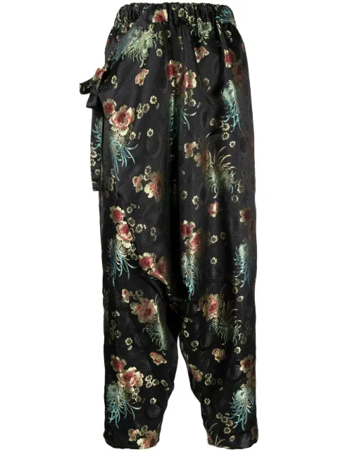 Junya Watanabe jacquard tapered-leg cropped trousers