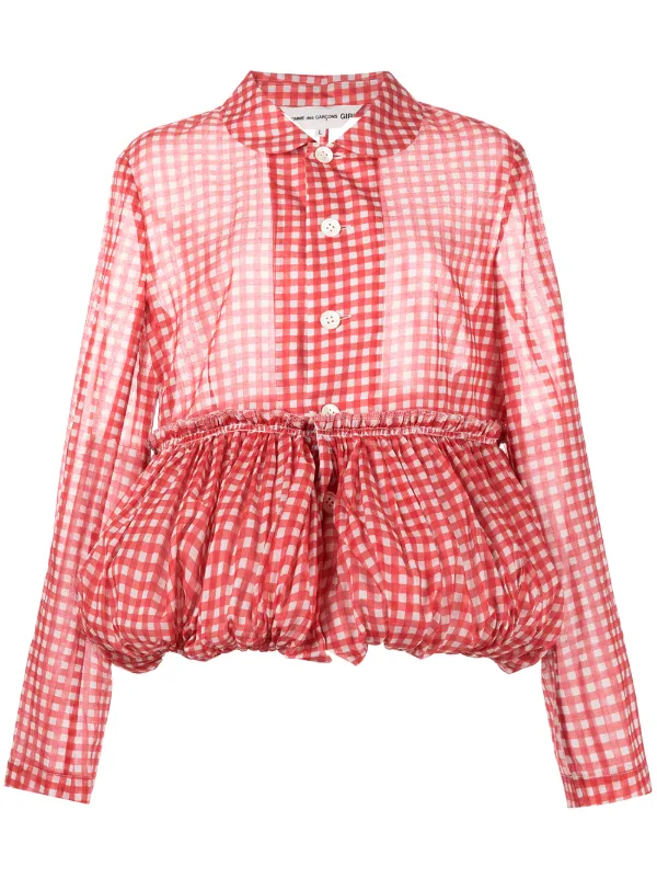Girl gingham-check Peplum Shirt - Farfetch