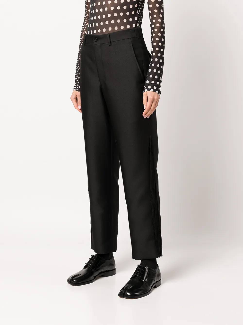 Fringed Straight-Leg Tailored Trousers