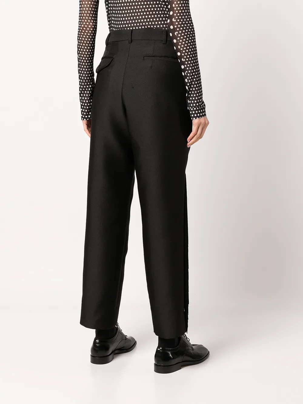 Fringed Straight-Leg Tailored Trousers