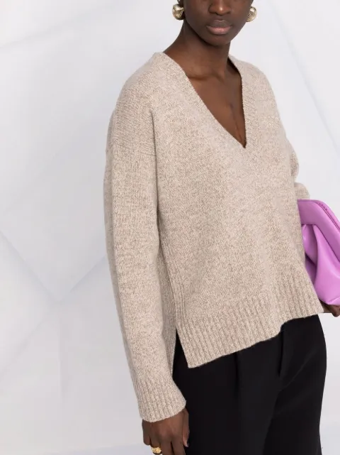 GANNI Embroidered Logo V-neck Jumper 