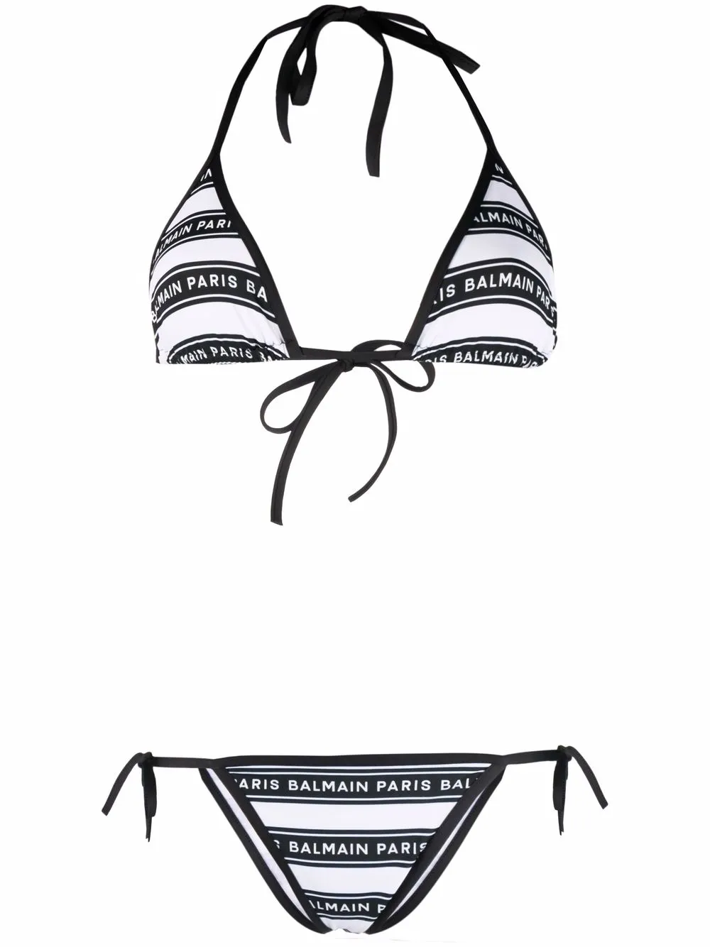 

Balmain logo-print striped bikini set - Black