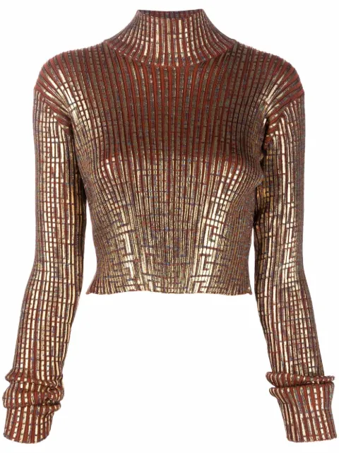 Balmain metallic-finish monogram-pattern top