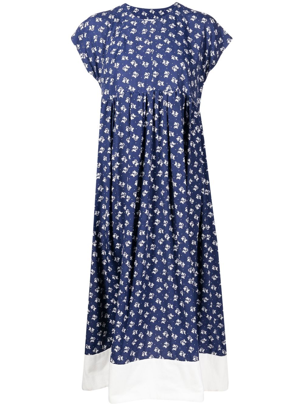 Comme Des Garçons Comme Des Garçons Floral-print Midi Dress In Blau