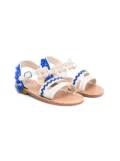 Pépé Kids Cecilia pompom sandals - White