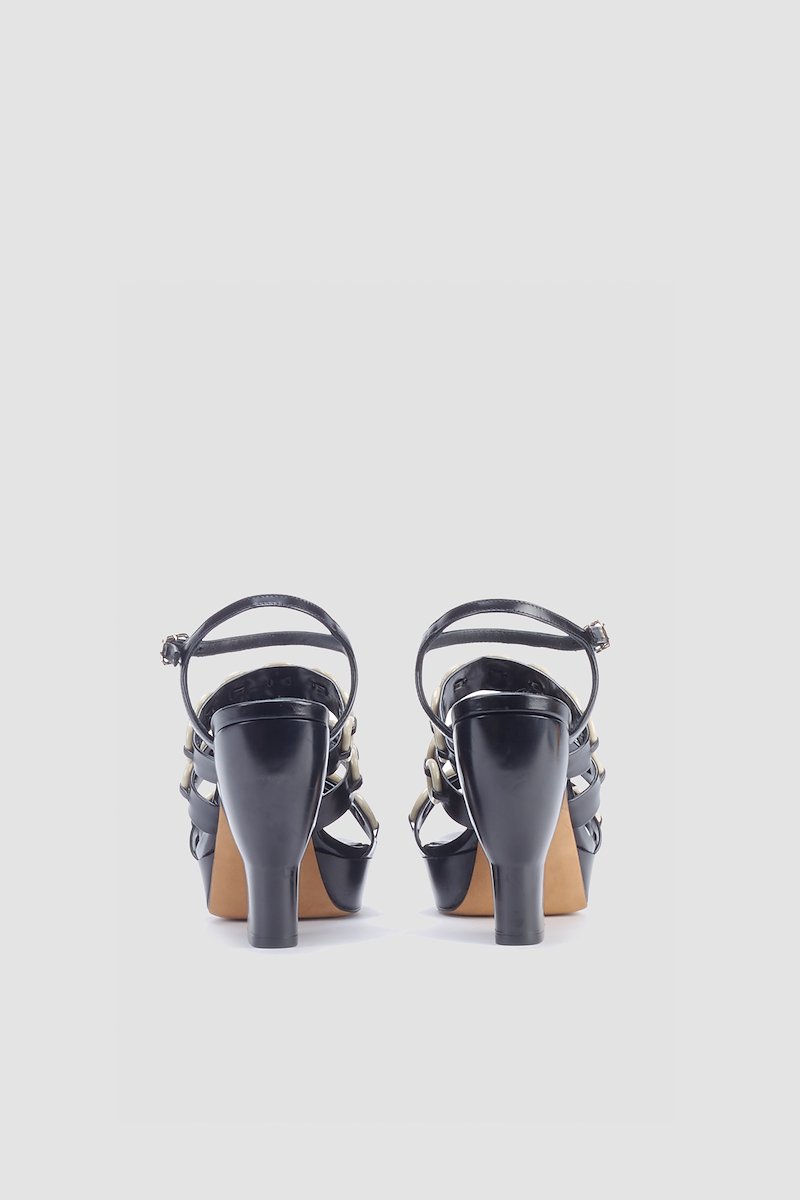 Salma Platform Heeled Sandal-black #0 Salma Platform Heeled Sandal, black leather ring hardware detailing strap detailing open toe buckle-fastening ankle strap branded heel counter platform sole high block heel- 2