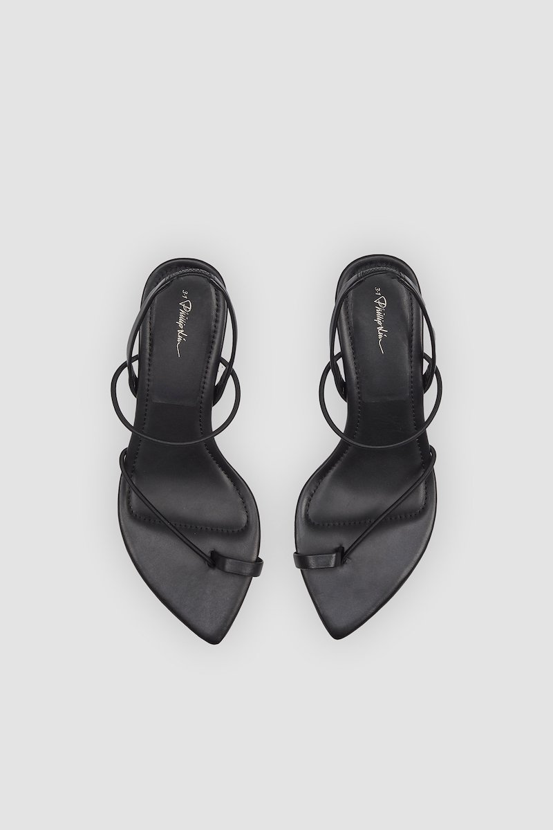 Verona Strappy Sandal-black #1 Verona Strappy Sandal, Verona leather sandals from 3.1 PHILLIP LIM featuring black, leather, open toe, pointed toe, strap detailing, slip-on style, branded insole and low sculpted heel.- 5