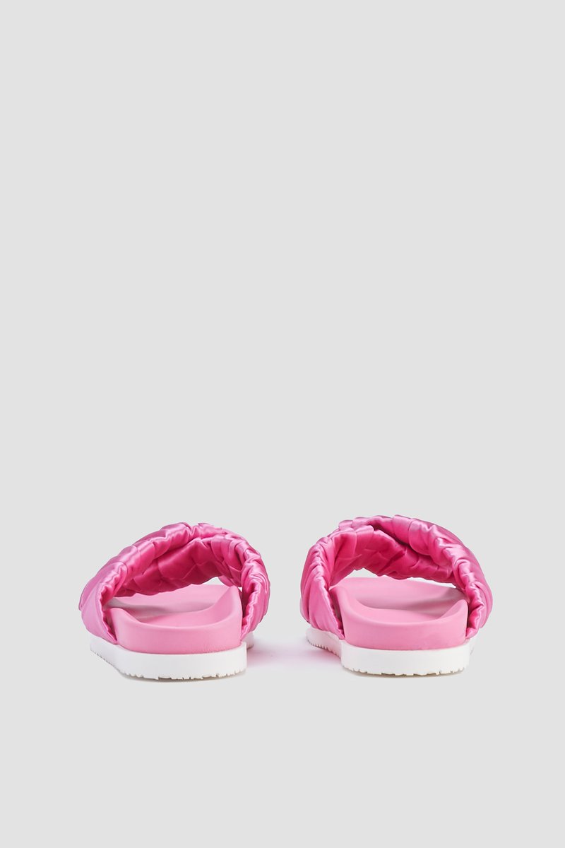 Crossover Pool Slide-red #0 Crossover Pool Slide, Carnation pink crossover strap pool slides from 3.1 PHILLIP LIM featuring open toe, branded insole, slip-on style and ridged rubber sole.- 2