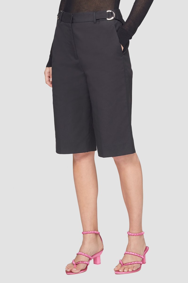 Structured Belted Short-black #0 Structured Belted Short, buckle-detailed panelled shorts from 3.1 PHILLIP LIM featuring black, cotton, decorative buckle detailing, panelled design, rear zip fastening and thigh-length.- 2