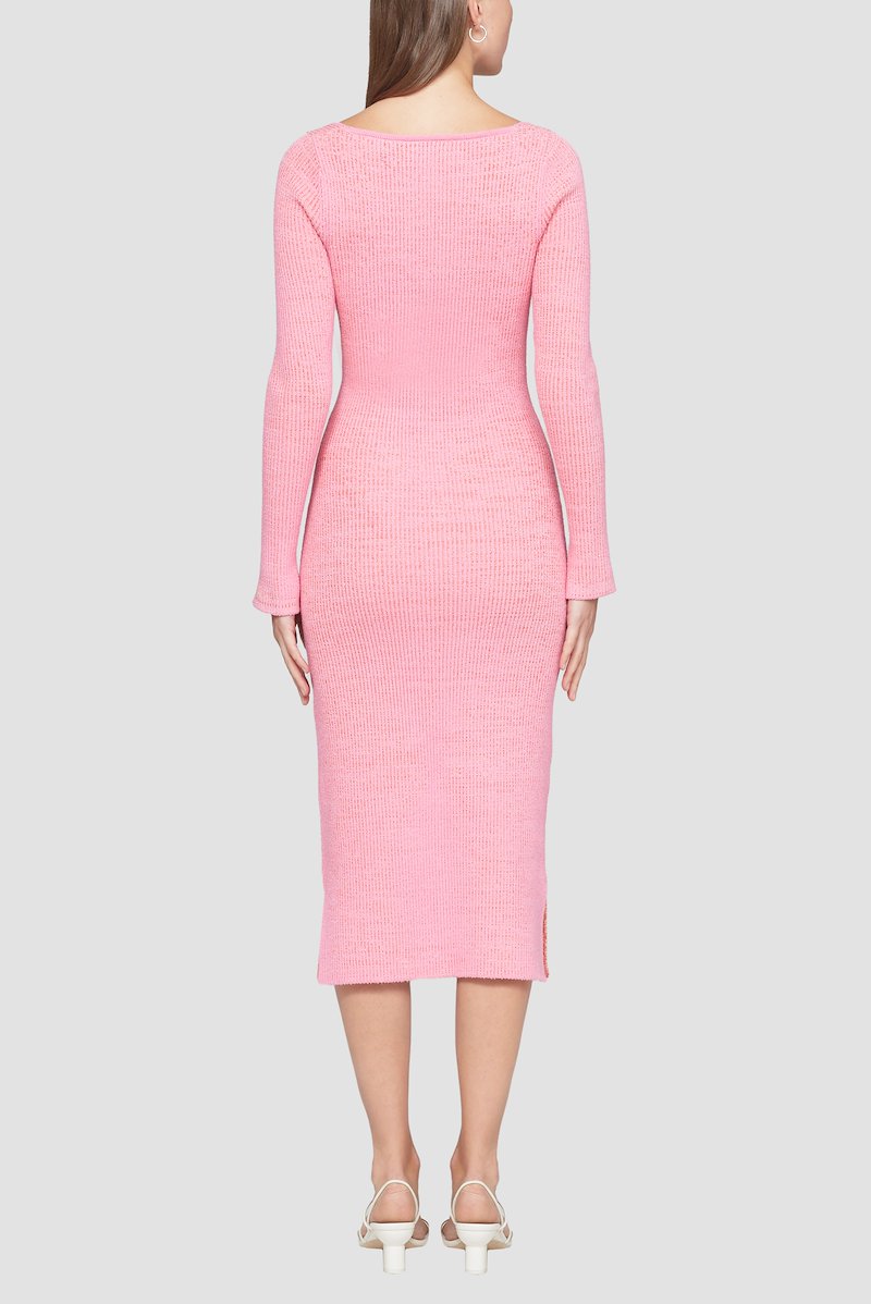 Sweetheart Ribbed Knit Dress-pink #1 Sweetheart Ribbed Knit Dress, null- 3