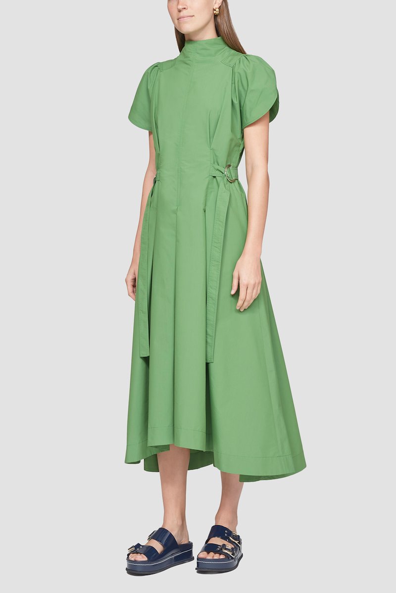 Tulip Puff Sleeve Dress in green | 3.1 Phillip Lim Official Site