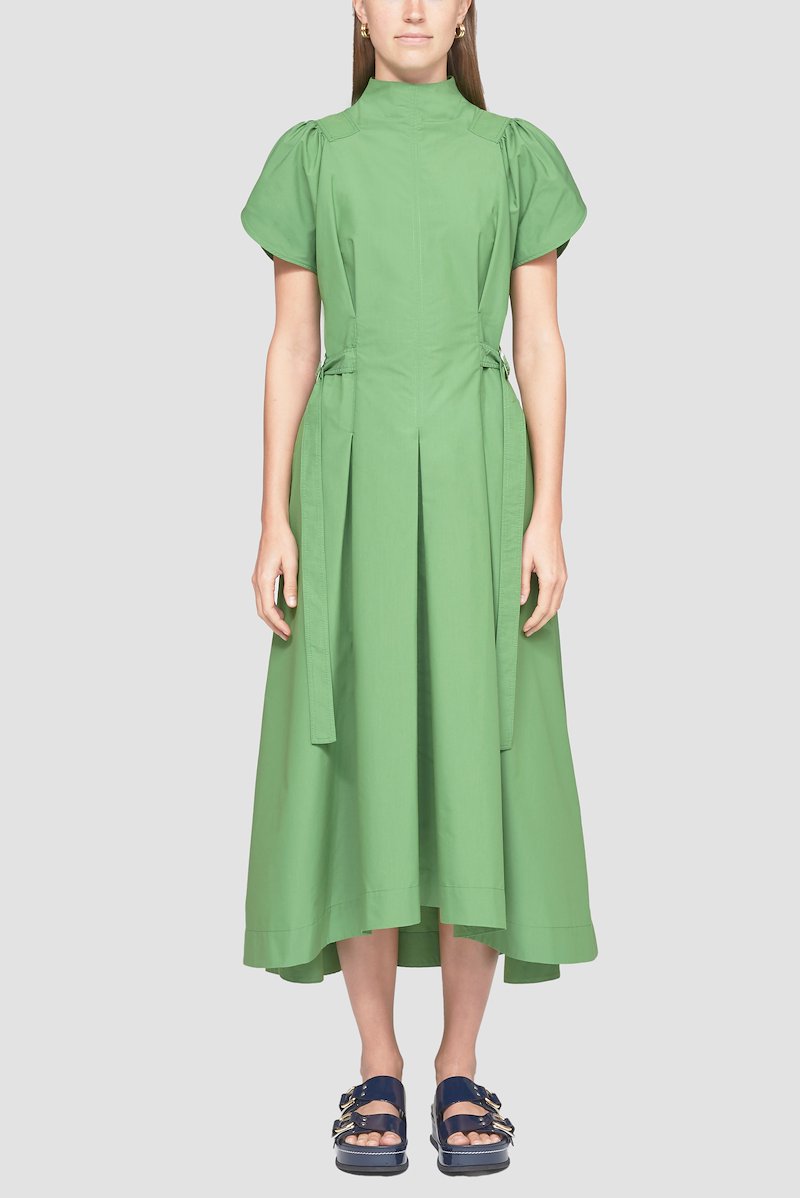 Tulip Puff Sleeve Dress in green | 3.1 Phillip Lim Official Site