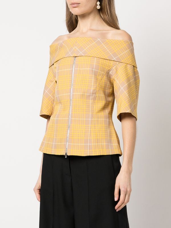 3.1 Phillip Lim off-shoulder Plaid Top - Farfetch