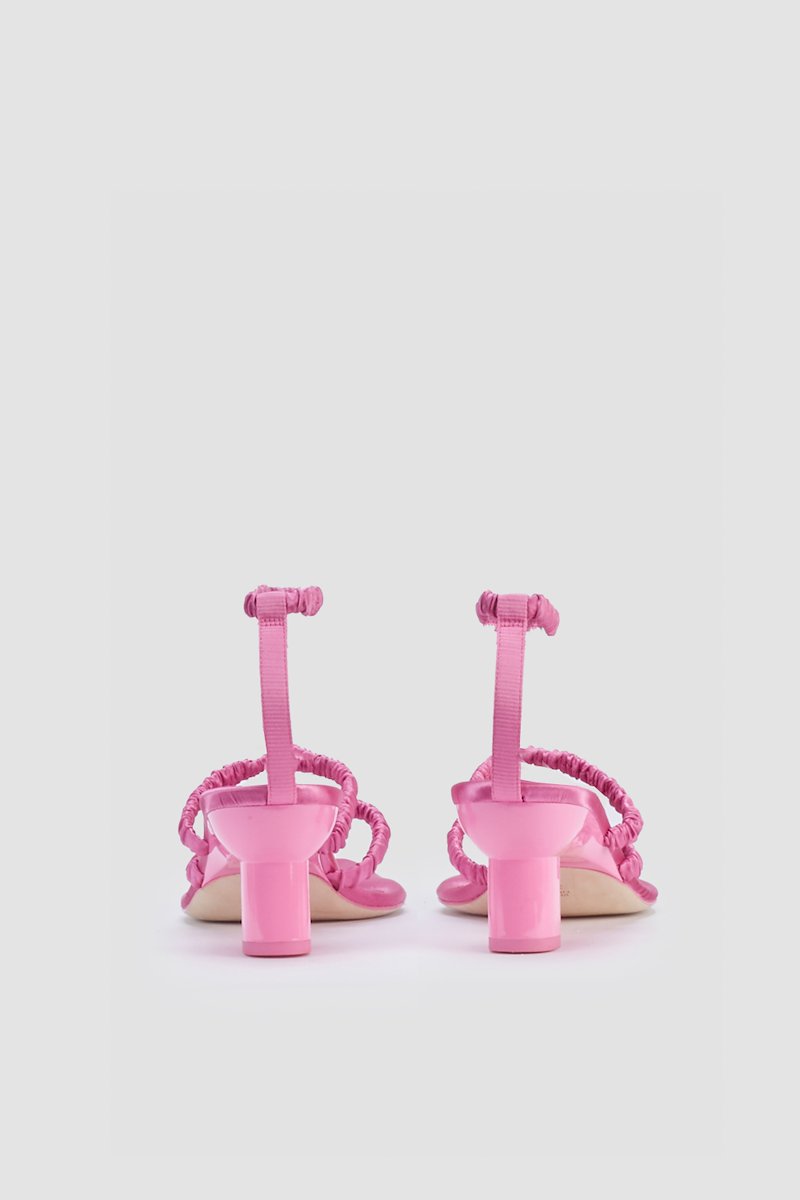 Verona Ankle Strap Sandal-pink #0 Verona Ankle Strap Sandal, Carnation pink satin Verona 60mm strappy satin sandals from 3.1 PHILLIP LIM featuring pointed toe, thong strap, branded insole, mid heel, multi strap design and elasticated straps.- 2