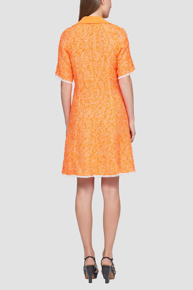 Short Sleeve Tweed Polo Dress-orange #0 Short Sleeve Tweed Polo Dress, null- 2