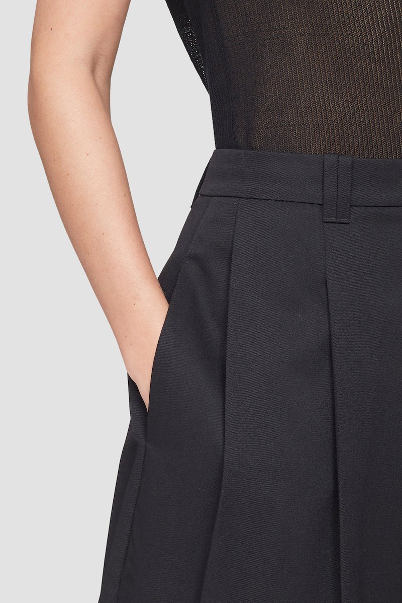 Wide Leg Trouser-black #0 Wide Leg Trouser, Black wool blend high-waisted wide leg tailored trousers from 3.1 PHILLIP LIM featuring high-waisted, concealed front fastening, belt loops, pleat detailing, pressed crease, two rear patch pockets and wide leg.- 4